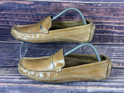 #ad clarks 30570 men driving moc loafer leather brown metal adornments sz 9M $26.95