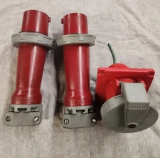 NEW Hubbell Pin And Sleeve Plugs (2) And Receptacle (1) 3100P7W and 3100R7W