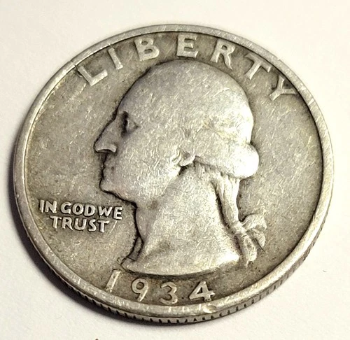 1934 Washington Quarter | 90% Silver | Circulated US Coin No Mint Mark   *56