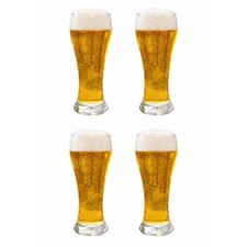 Set of 4 Tall Beer Glasses 650ml Pub Style Lager Pint Glass German Beer