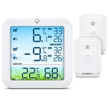 Digital Refrigerator Thermometer, Digital Freezer Thermometer with 2 Se...