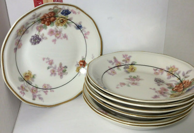 Haviland Limoges Jewel Porcelain Dessert Dishes Gold Trim floral