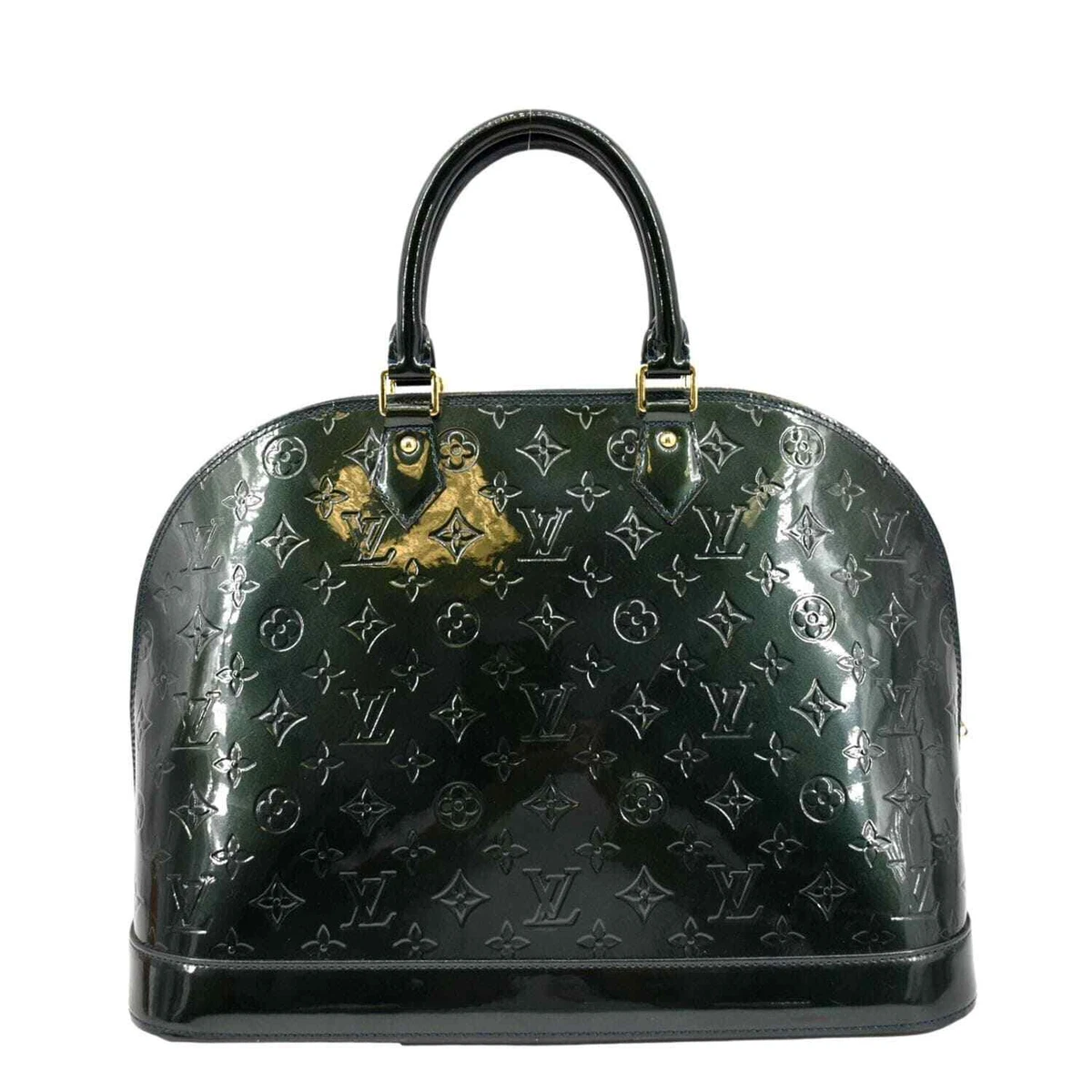 LOUIS VUITTON Alma GM Monogram Vernis Leather Satchel Bag Green