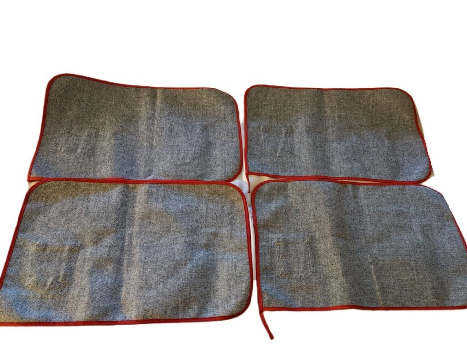Denim Blue Jeans Placemats Four with Small Pocket BBQ Camping Picnic