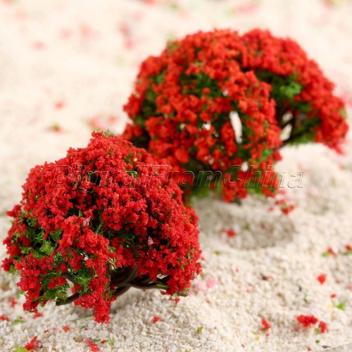3cm-8cm Red Flower Model Trees Train Railroad Layout Scenery HO N Z Scale 10Pcs - Picture 6 of 10