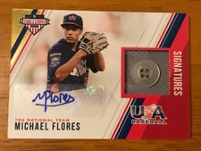 MICHAEL FLORES 2018 Panini Stars & Stripes USA Baseball BUTTON Patch AUTO #4/8