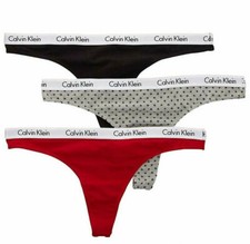 CALVIN KLEIN 3 Pack Carousel Thong Women's CK Panties Cotton Underwear New