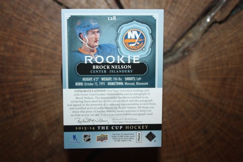 Tarjeta de parche de novato 2013-14 Upper Deck The Cup Brock Nelson The Cup 134/249 - Imagen 2 de 2