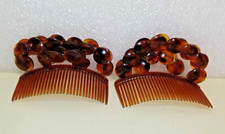 Vintage Faux Tortoise Shell Tiara Style Hair Comb Set of 2