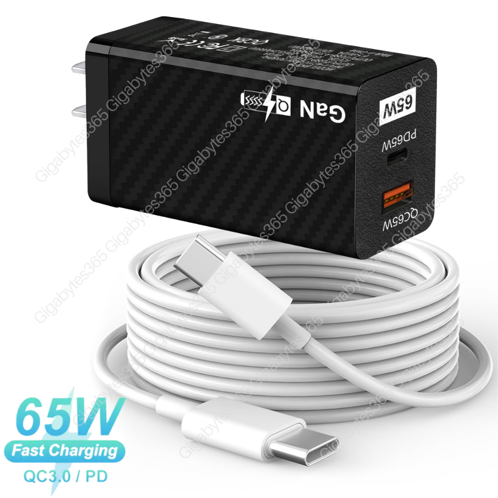65W GaN USB PD Fast Charger Type C Power Adapter For Samsung iPhone 15 Pro  Max