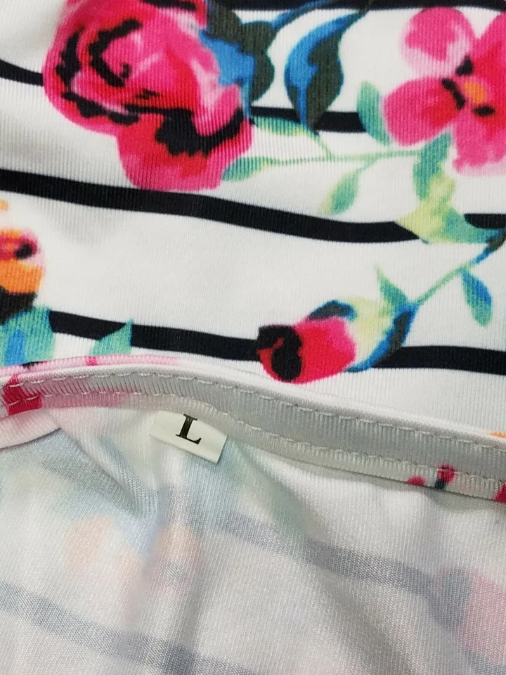 Безымянный белый цветочный в полоску рубашка без рукавов верхний женский размер L - Изображение 3 из 3