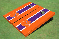 Clemson University Purple And Orange Matching Long Stripe Cornhole Boards
