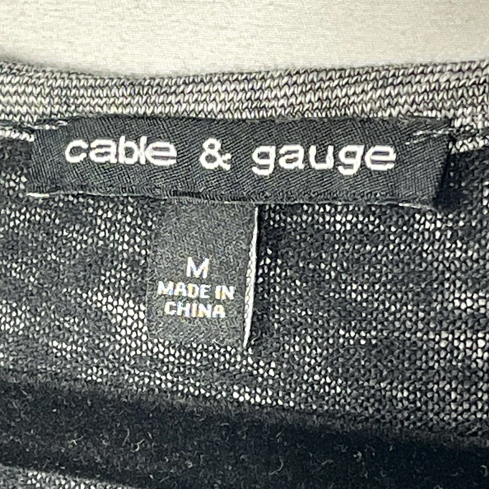 CABLE & GAUGE Mezcla de Lino Tejido Top M Negro Gris En Capas Dobladillo Alto Boho Lagenlook Foto 2 de 4