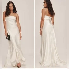 RRP US$748 Reformation Jovie ivory silk wedding dress NWT US8