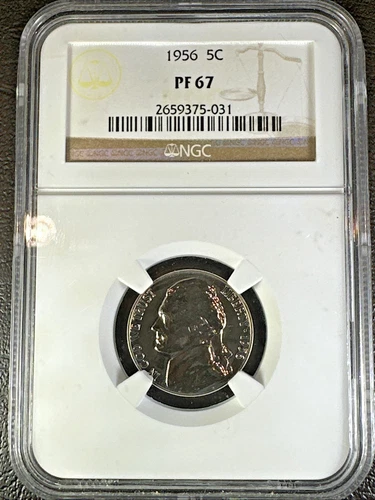 1956 JEFFERSON NICKEL * NGC PF67 * UNCIRCULATED PROOF * Brown Label *