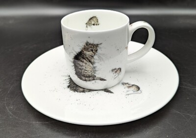 Wrendale by Royal Worcester Cat & Mouse Cat Single Mug & Plate