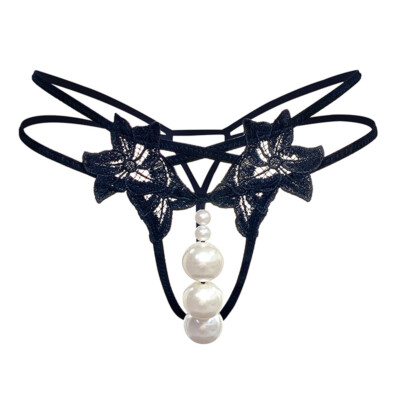 Sexy Womens Big Pearl Panties Crotchles Briefs Cheeky Thong Lingeries Underwear