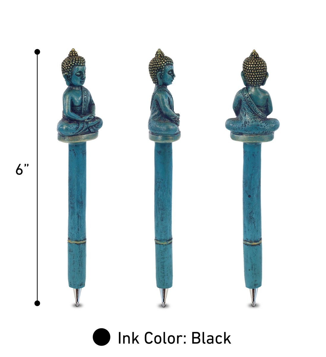 DHYANA 10 prachtige kleurpotloden uit India - fijne punt, sneldrogende parelstift en spiegel - 10 viltstiften met blauwe inkt