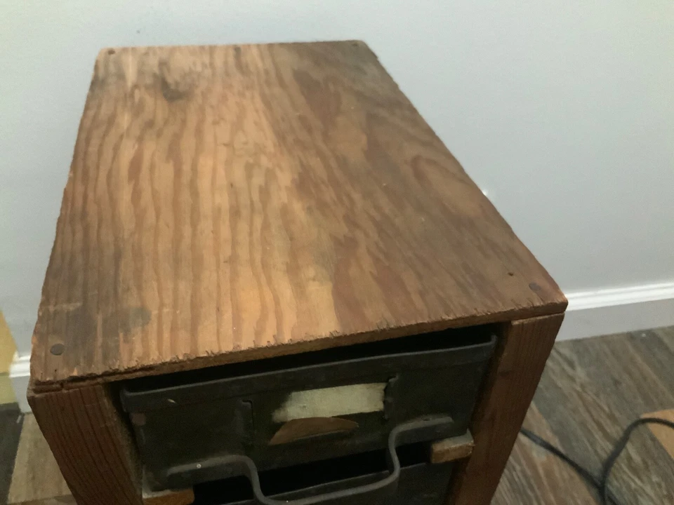 Antique wood 5 Green drawer Cabinet tool file box Vintage 18’’ tall 12’’ depth - Image 2 of 4