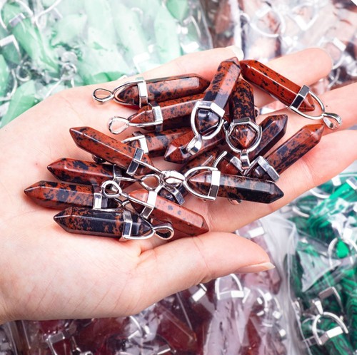 500pc Natural Golden Swan Stone Point Chakra Healing Gemstone Pendants Wholesale - Picture 3 of 3