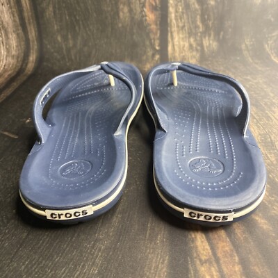 Crocs Crocband Flip Flop Sandal Blue w/ White Slip On Mens  display picture 3