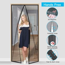 UPGRADE Magnetic Screen Door Hands-Free Durable Fiberglass Mosquito Mesh Curtain
