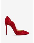 100%AUTHENTIC NEW WOMEN LOUBOUTIN HOT CHICK 100 RED PLUME SUEDE PUMP/HEEL US 7.5 — photo 2