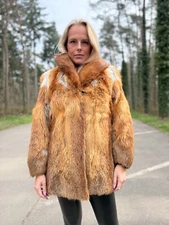 Outlet Red Fox Fur Jacket, Small S/M Size, Real Fox Fur, Unique Design, Classic