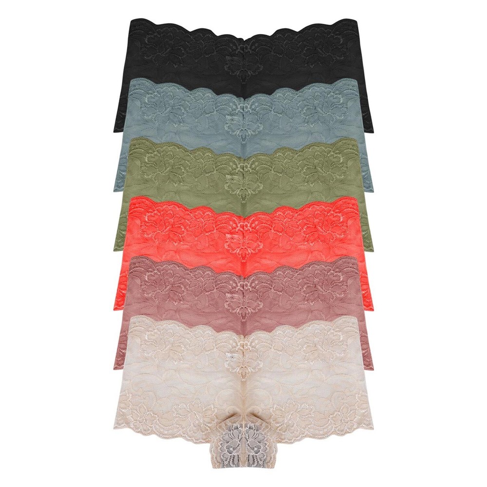 6 Pack Womens Sexy Lace Cheeky Boyshorts Panties Boxer Briefs Hipster Underwear