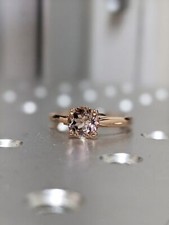 Natural Morganite Gemstone Solitaire Engagement Ring valentine gifts