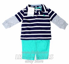 New Boys Toddler Carter's 2 Piece Playwear Set Polo Shirt  Pant 12 Months