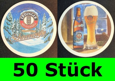 50 Stück Bierdeckel Erdinger Weissbräu Schneeweiße Erding rund Bar Theke Tresen