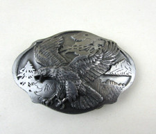 Flying Bald Eagle Arroyo Grande Belt Buckle 1989 USA AG33 Oval 3D Pewter