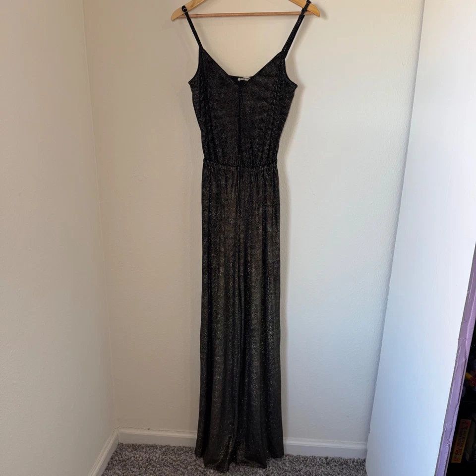 Show Me Your Mumu Jagger Jumpsuit Women's XS Black Metallic Sleeveless Velvet - Image 4 of 4