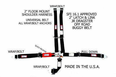 RJS RACING 2'' 5 PT LATCH & LINK HARNESS JR DRAG QUARTER MIDGET 30295-15-06-UNI