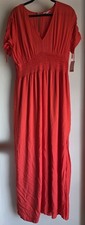 NWT Bar III Women's XL Red Short Sleeve V-Neck Shift Dress NWT Textured