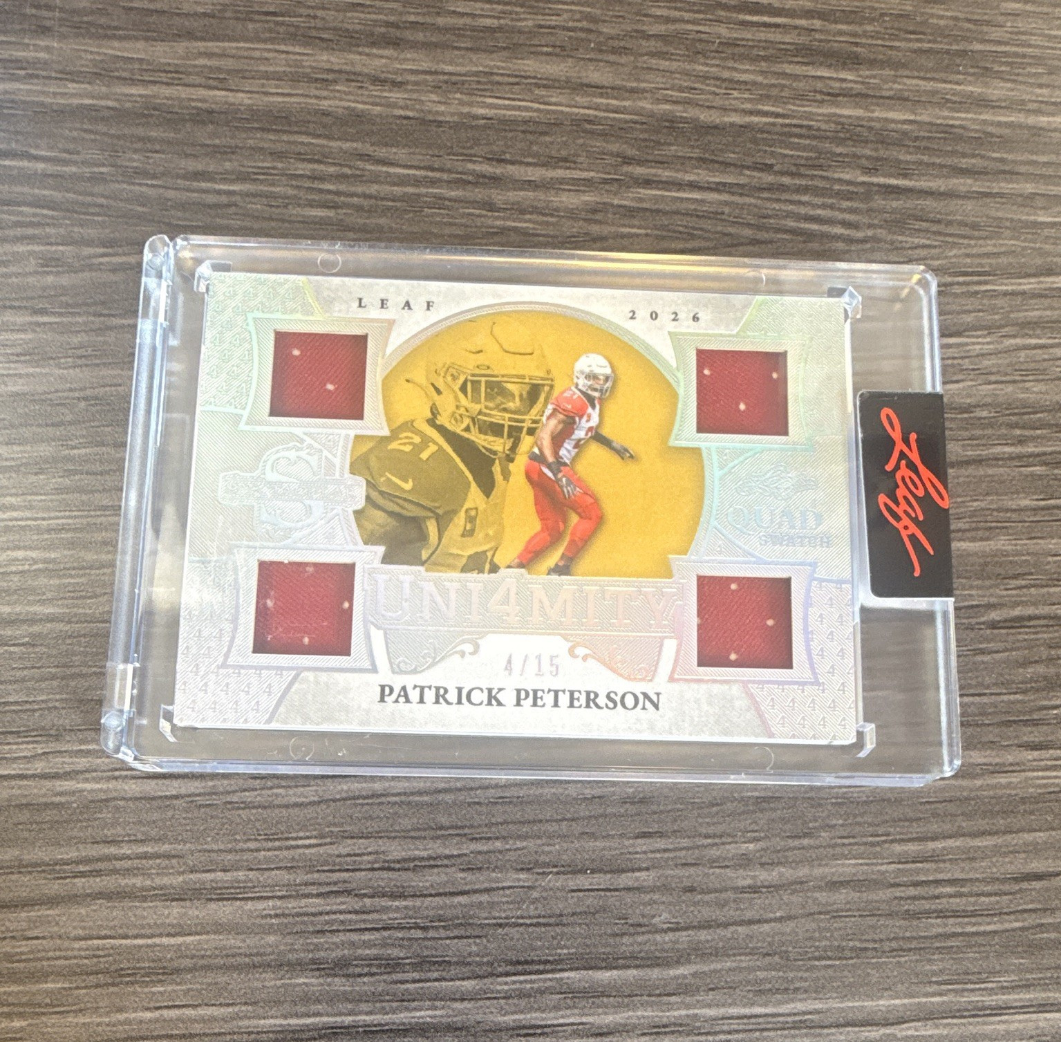 Leaf 2026 Spectacular Uni4mity Patrick Peterson Quad Patch Serial #4/15 U-23