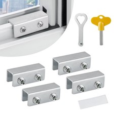 Sliding Window Locks with Keys 4 Pack , Adjustable No-Drill Security Window ...