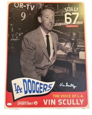 Vin Scully Dodgers Signed Auto 18x24 Sportsnet Poster 2016 Stadium Giveaway JSA