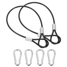 8 Inch Safety Cable Lock, 2 Pcs 304 Stainless Steel Security Wire Rope Black