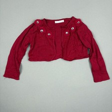 Kids Girls Red Bolero Shrug Cardigan Floral Jeweled Flower Sz 4/5