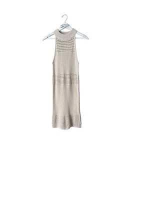 RD Style Crochet Knit Sleeveless Midi Dress Beige Size M