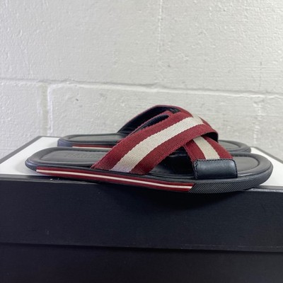 Bally Black Slides with Red and White Stripes Size 10. Amazon.com | Bally Bonks-T/218 Bally Red/White 11 UK (US  main image 2