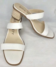 Sole Society Women's Lunespa Slides Sandals Faux Leather Jute Heels Sz: 9M NWOT