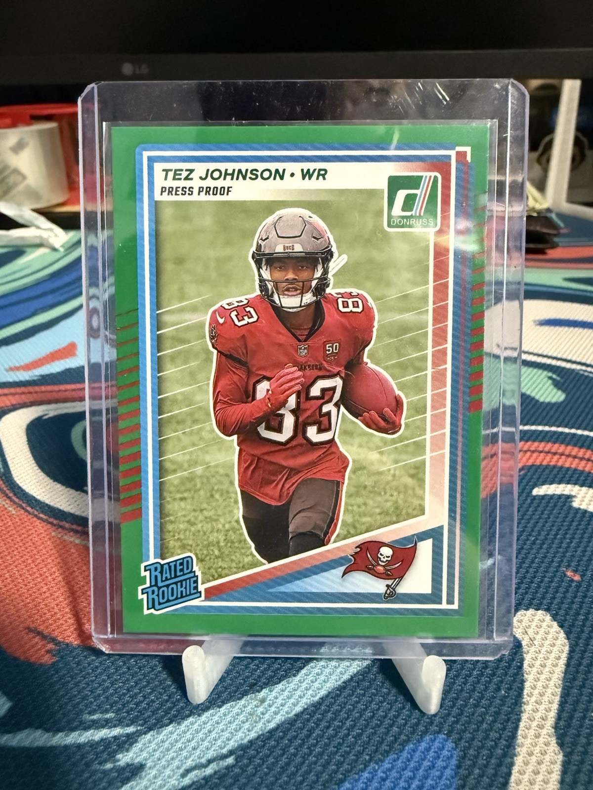 2025 Panini Donruss - Rated Rookie Tez Johnson #313 Press Proof Green (RC)