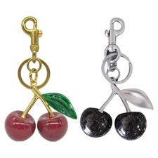 2pc Cherry Bag Charm KeyChain Glitter Resin And Metal Cherry Pendant KeyChain