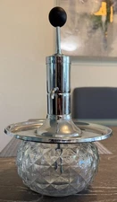 Art Deco Chrome & Crystal Park Sherman Antique Liquor Dispenser hand pump