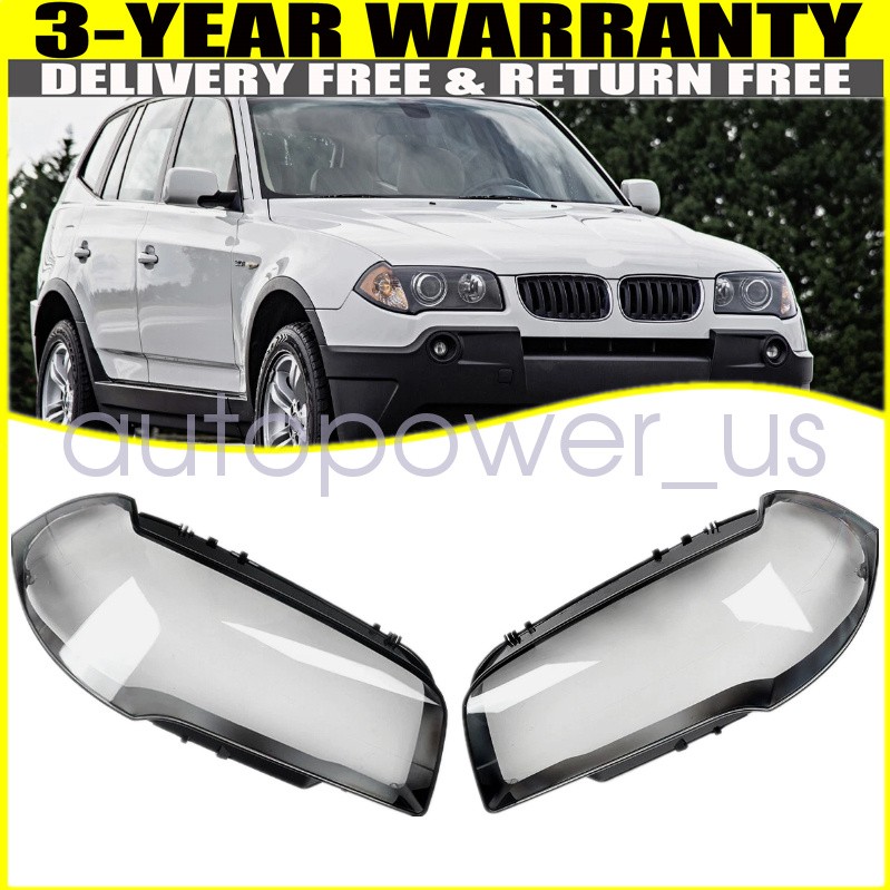 A Pair Front Headlight Lens Headlamp Cover For 2004-2010 BMW E83 X3 Left & Right