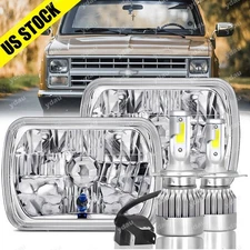 For Chevrolet C10 C20 C30 1981-1986 Pair 7x6" LED Headlights Hi/Low Lamps 6000K
