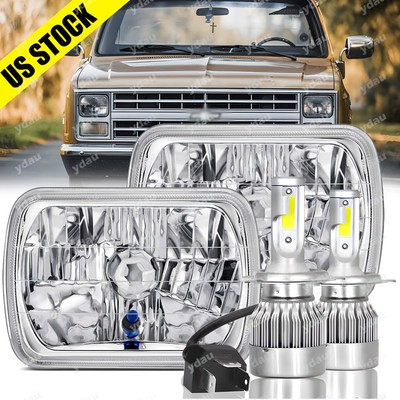 For Chevrolet C10 C20 C30 1981-1986 Pair 7x6'' LED Headlights Hi/Low Lamps 6000K